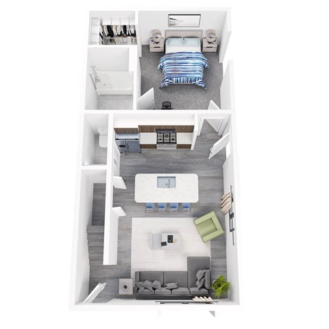 Floor plan for 1 bed, 1 bath, 1843 sqft